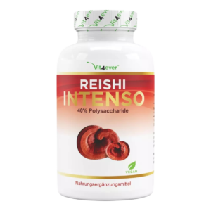 Reishi Intenso Pilz - 180 Kapseln - 650 mg Extrakt - 40% bioaktive Polysaccharide (KURZE MHD! ENDE MAI 2025)